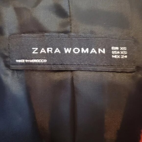 ZARA | Plaid Tweed Red Checkered Frayed Hem Collared Blazer (Size XS) - Picture 8 of 10